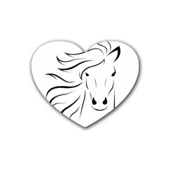 Animal Equine Face Horse Rubber Coaster (heart)  by Wegoenart