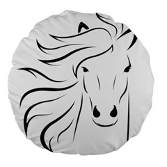 Animal Equine Face Horse Large 18  Premium Round Cushions by Wegoenart