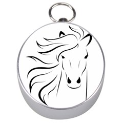 Animal Equine Face Horse Silver Compasses by Wegoenart