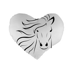 Animal Equine Face Horse Standard 16  Premium Flano Heart Shape Cushions by Wegoenart