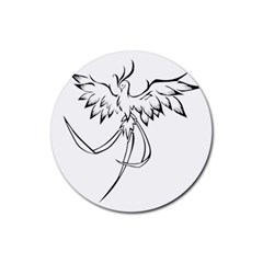 Phoenix Mythical Bird Animal Rubber Coaster (round)  by Wegoenart