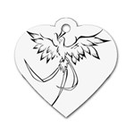 Phoenix Mythical Bird Animal Dog Tag Heart (Two Sides) Front