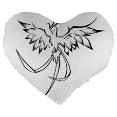 Phoenix Mythical Bird Animal Large 19  Premium Flano Heart Shape Cushions by Wegoenart