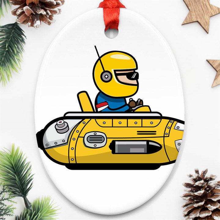 Cartoon Space Racer Galaxy Science Ornament (Oval)