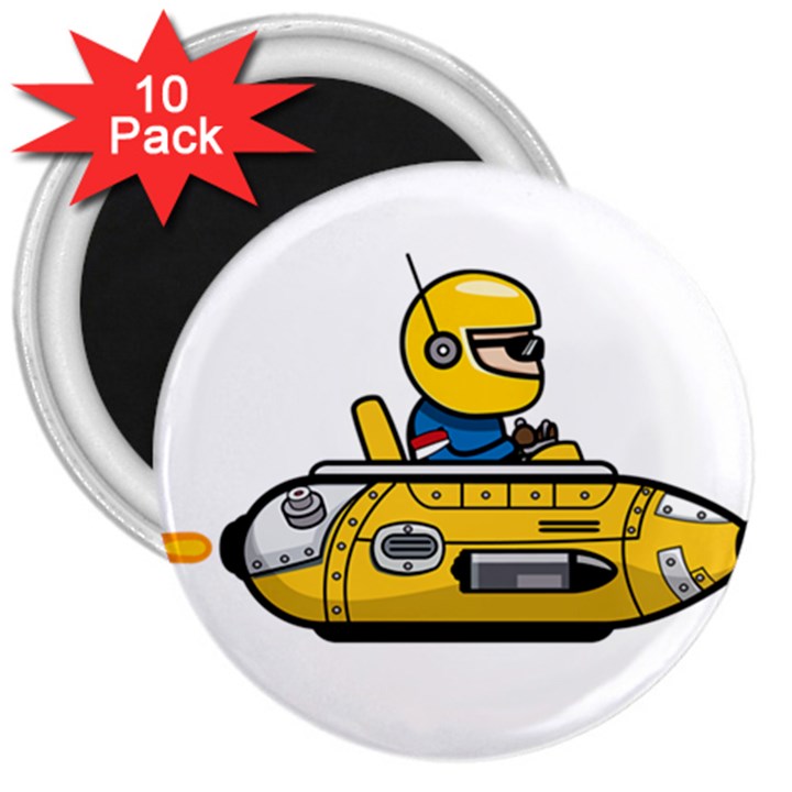 Cartoon Space Racer Galaxy Science 3  Magnets (10 pack) 