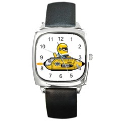 Cartoon Space Racer Galaxy Science Square Metal Watch