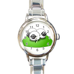 Sheep Agriculture Hill Group Flock Round Italian Charm Watch by Wegoenart