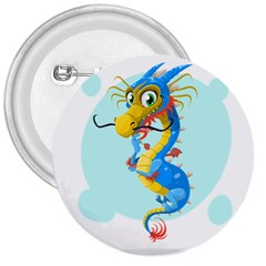 Dragon Chinese Blue Mustache China 3  Buttons by Wegoenart