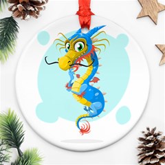 Dragon Chinese Blue Mustache China Ornament (round) by Wegoenart