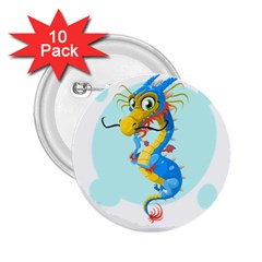 Dragon Chinese Blue Mustache China 2 25  Buttons (10 Pack)  by Wegoenart