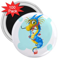 Dragon Chinese Blue Mustache China 3  Magnets (100 Pack) by Wegoenart