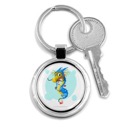 Dragon Chinese Blue Mustache China Key Chains (round)  by Wegoenart