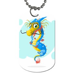 Dragon Chinese Blue Mustache China Dog Tag (two Sides) by Wegoenart