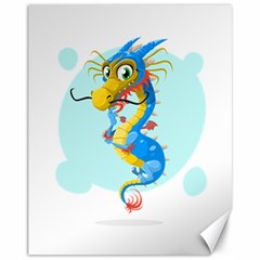 Dragon Chinese Blue Mustache China Canvas 11  X 14  by Wegoenart