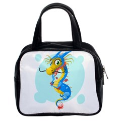 Dragon Chinese Blue Mustache China Classic Handbag (two Sides) by Wegoenart