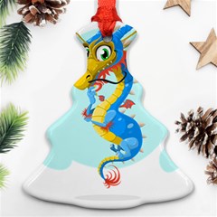 Dragon Chinese Blue Mustache China Christmas Tree Ornament (two Sides) by Wegoenart