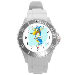 Dragon Chinese Blue Mustache China Round Plastic Sport Watch (l) by Wegoenart