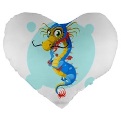 Dragon Chinese Blue Mustache China Large 19  Premium Heart Shape Cushions by Wegoenart