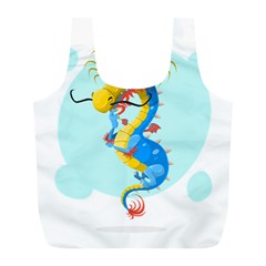 Dragon Chinese Blue Mustache China Full Print Recycle Bag (l) by Wegoenart