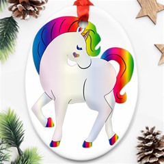 Rainbow Unicorn Unicorn Heart Ornament (oval) by Wegoenart