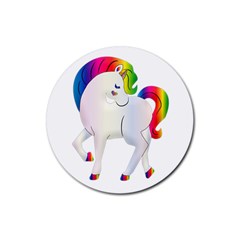 Rainbow Unicorn Unicorn Heart Rubber Round Coaster (4 Pack)  by Wegoenart