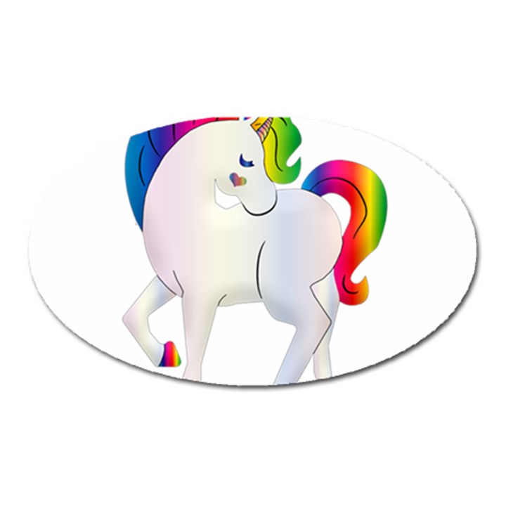 Rainbow Unicorn Unicorn Heart Oval Magnet