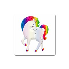 Rainbow Unicorn Unicorn Heart Square Magnet by Wegoenart