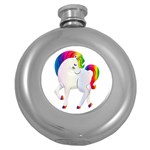 Rainbow Unicorn Unicorn Heart Round Hip Flask (5 oz) Front