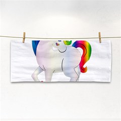 Rainbow Unicorn Unicorn Heart Hand Towel by Wegoenart