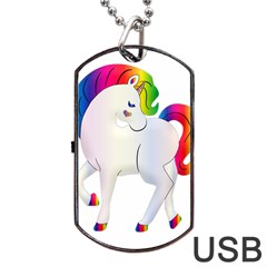 Rainbow Unicorn Unicorn Heart Dog Tag Usb Flash (one Side) by Wegoenart