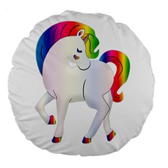 Rainbow Unicorn Unicorn Heart Large 18  Premium Flano Round Cushions by Wegoenart