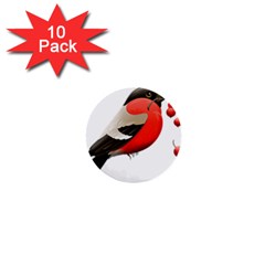 Red Robin Berry Red Berries Bird 1  Mini Buttons (10 Pack)  by Wegoenart