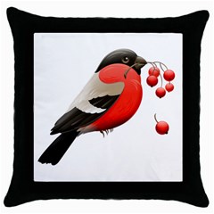 Red Robin Berry Red Berries Bird Throw Pillow Case (black) by Wegoenart