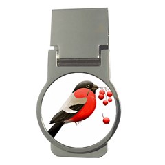 Red Robin Berry Red Berries Bird Money Clips (round)  by Wegoenart