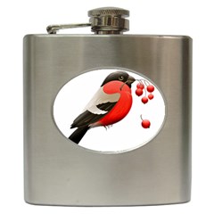 Red Robin Berry Red Berries Bird Hip Flask (6 Oz) by Wegoenart