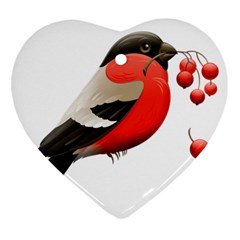 Red Robin Berry Red Berries Bird Heart Ornament (two Sides) by Wegoenart