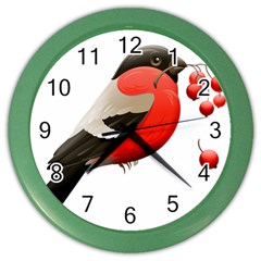 Red Robin Berry Red Berries Bird Color Wall Clock by Wegoenart