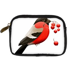 Red Robin Berry Red Berries Bird Digital Camera Leather Case by Wegoenart