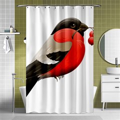 Red Robin Berry Red Berries Bird Shower Curtain 48  X 72  (small)  by Wegoenart