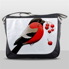 Red Robin Berry Red Berries Bird Messenger Bag by Wegoenart