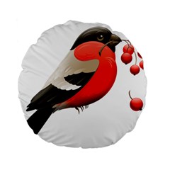 Red Robin Berry Red Berries Bird Standard 15  Premium Round Cushions by Wegoenart