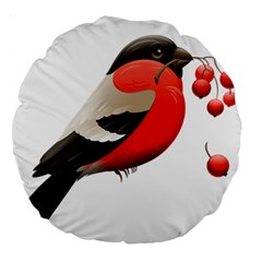 Red Robin Berry Red Berries Bird Large 18  Premium Round Cushions by Wegoenart