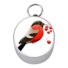 Red Robin Berry Red Berries Bird Mini Silver Compasses by Wegoenart