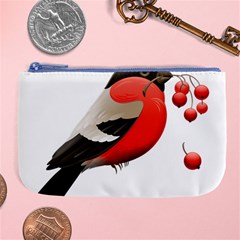 Red Robin Berry Red Berries Bird Large Coin Purse by Wegoenart