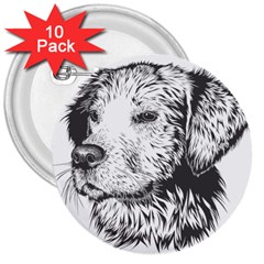 Dog Animal Domestic Animal Doggie 3  Buttons (10 Pack)  by Wegoenart