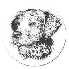 Dog Animal Domestic Animal Doggie Magnet 5  (round) by Wegoenart