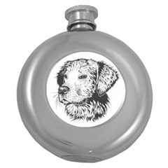 Dog Animal Domestic Animal Doggie Round Hip Flask (5 Oz) by Wegoenart