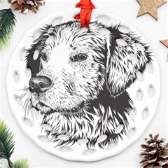 Dog Animal Domestic Animal Doggie Ornament (round Filigree) by Wegoenart