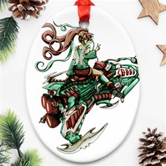 Furry Rocket Spaceship Fairy Oval Ornament (two Sides) by Wegoenart