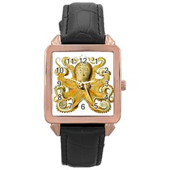 Animal Art Forms In Nature Clips Rose Gold Leather Watch 